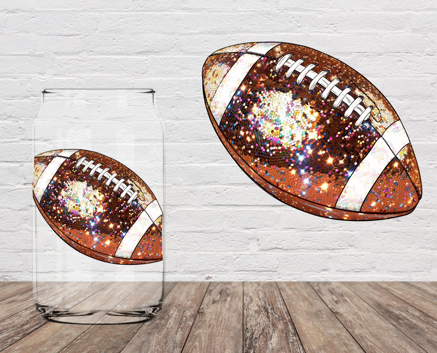 Glitter Football 4" UV DTF