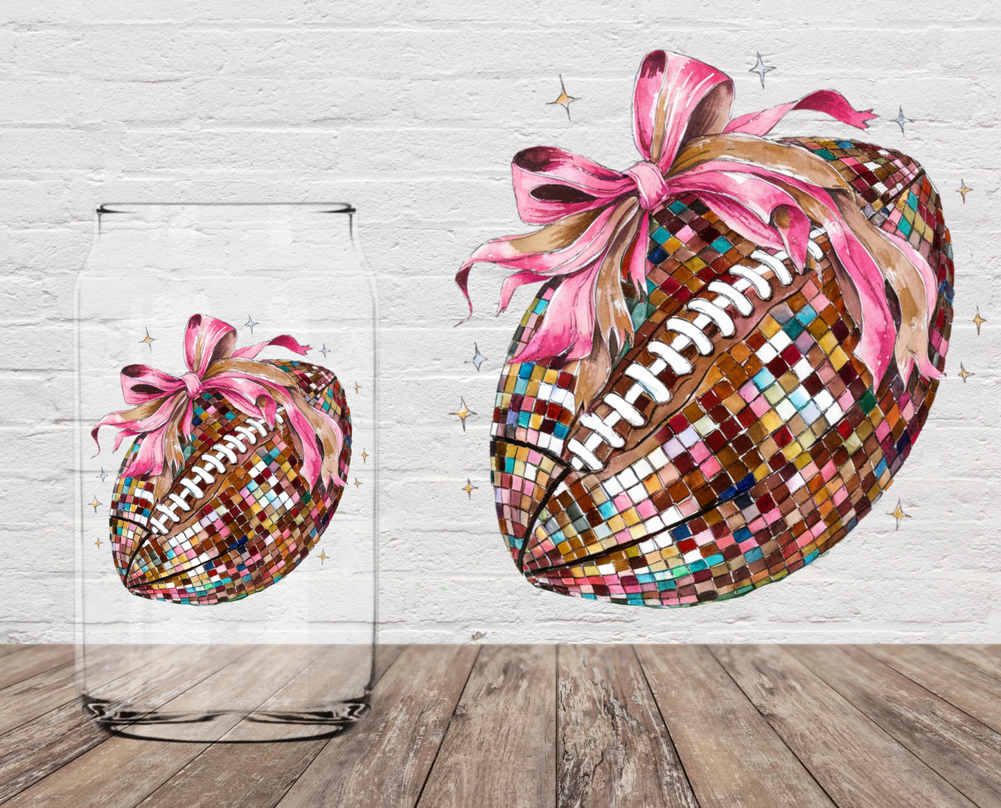 Glitter Bow Football 4" UV DTF