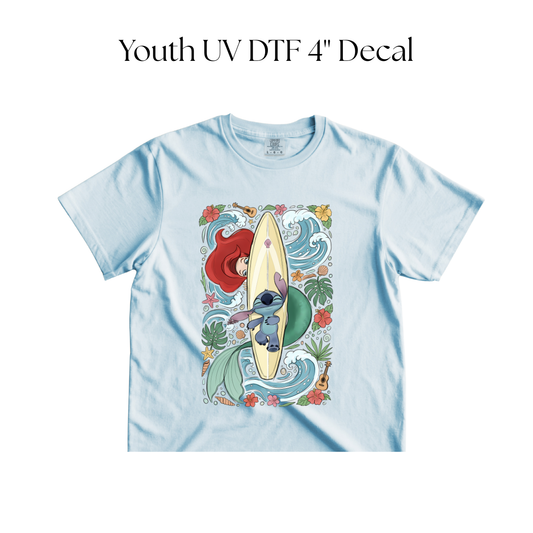 YOUTH Blue Alien and Mermaid Surfboard  DTF Transfer