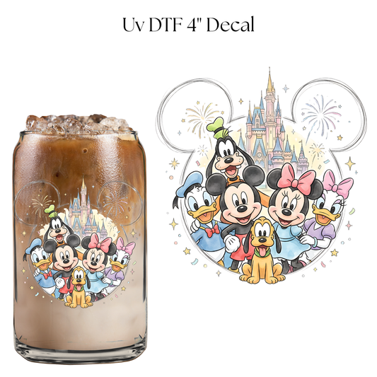 Mouse Head Friends 4” UV DTF Cup Decal