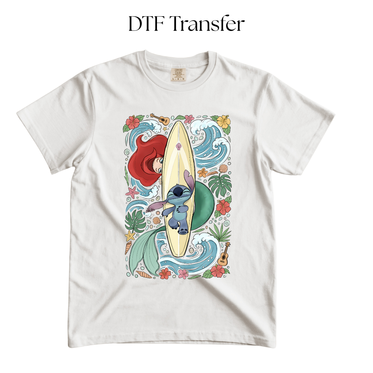 Blue Alien and Mermaid Surfboard DTF Transfer