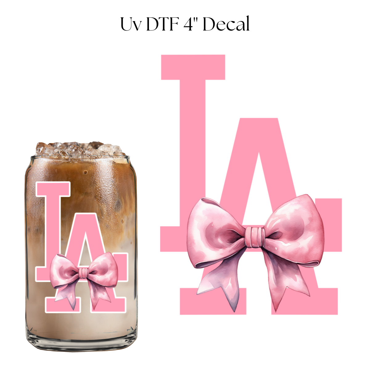 Pink LA Bow 4” UV DTF Decal