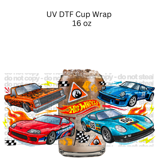 Hot Cars UV DTF Cup Wrap