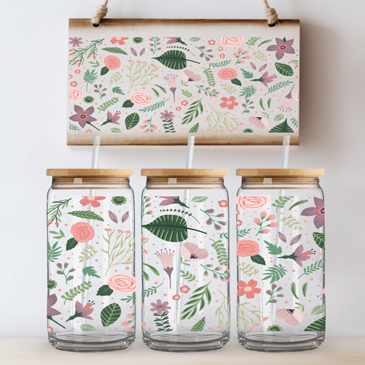Lavender Flowers and Leaves UV DTF Cup Wrap
