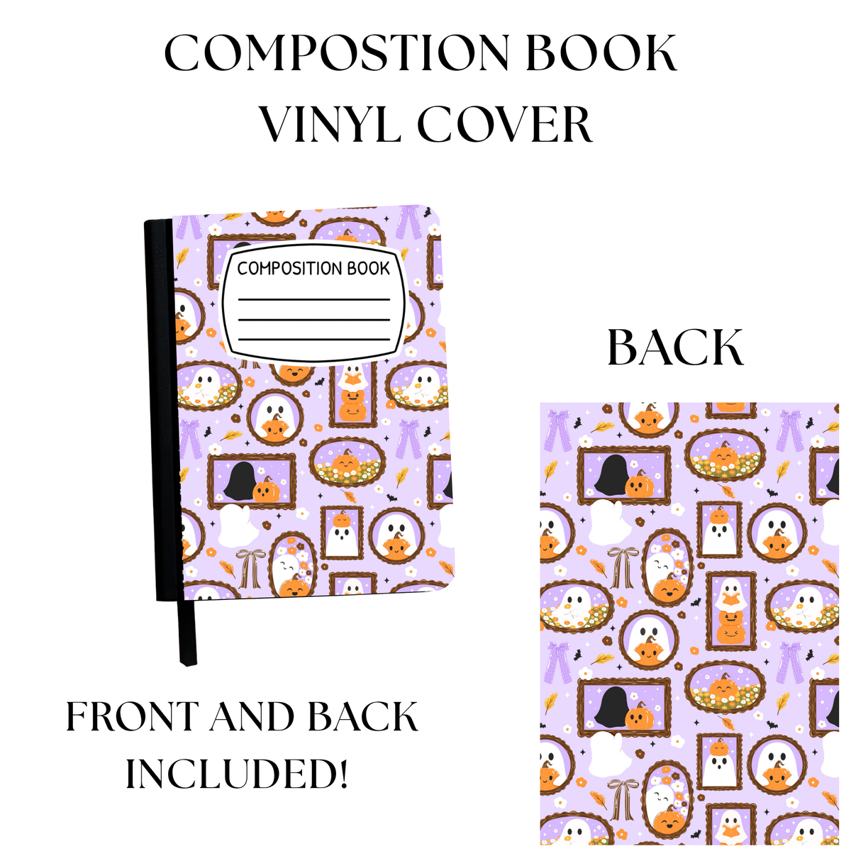 Purple Ghost Frames Composition Book Sticker UV PRINTED