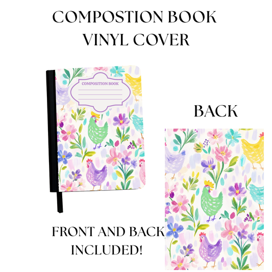 Pastel Chickens Composition Notebook Vinyl Cover UV PRINTED
