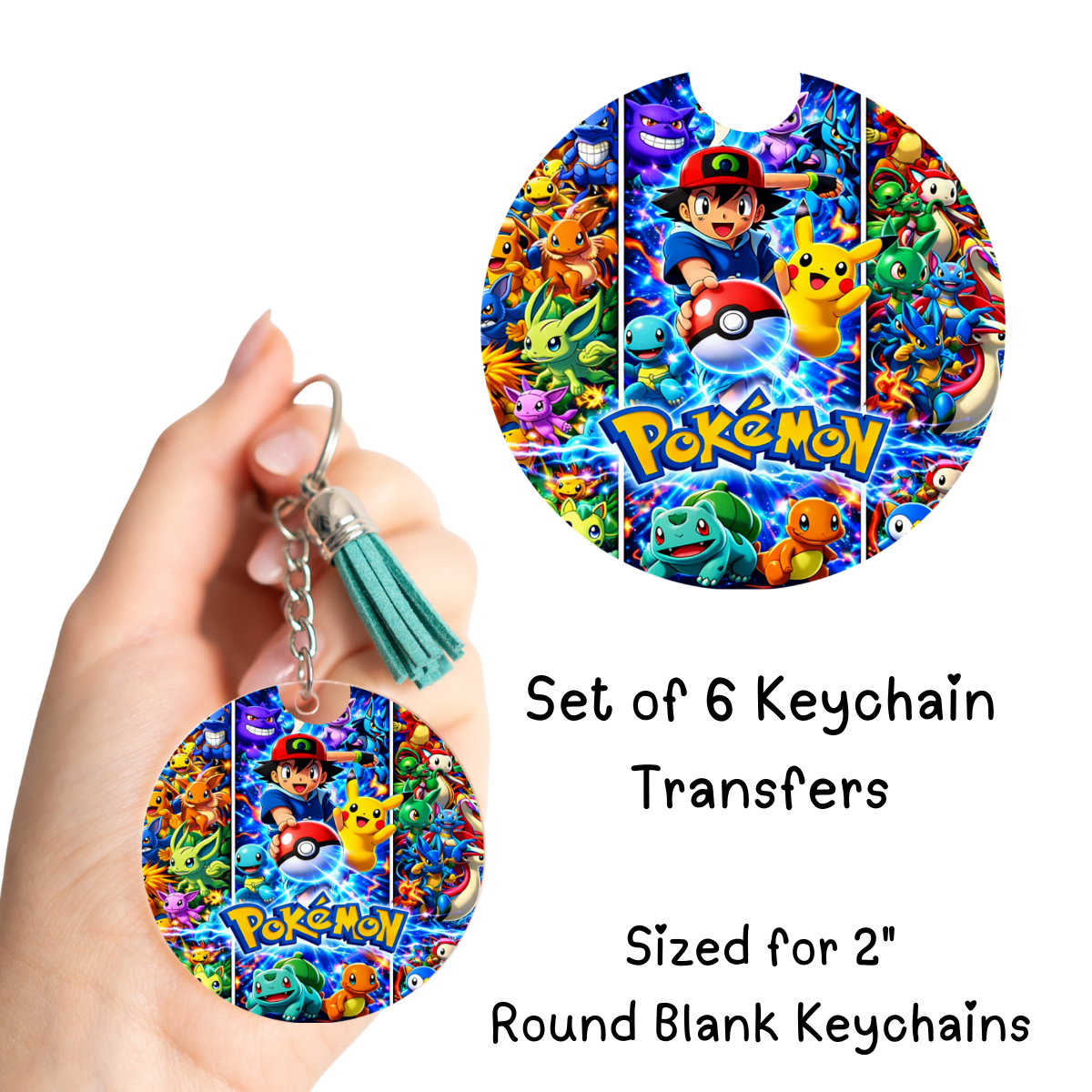 Poke Ball Guy Round Keychain Transfer Set of 6