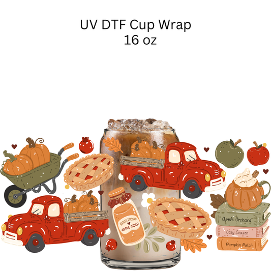 Apple and Pumpkin Season UV DTF Cup Wrap