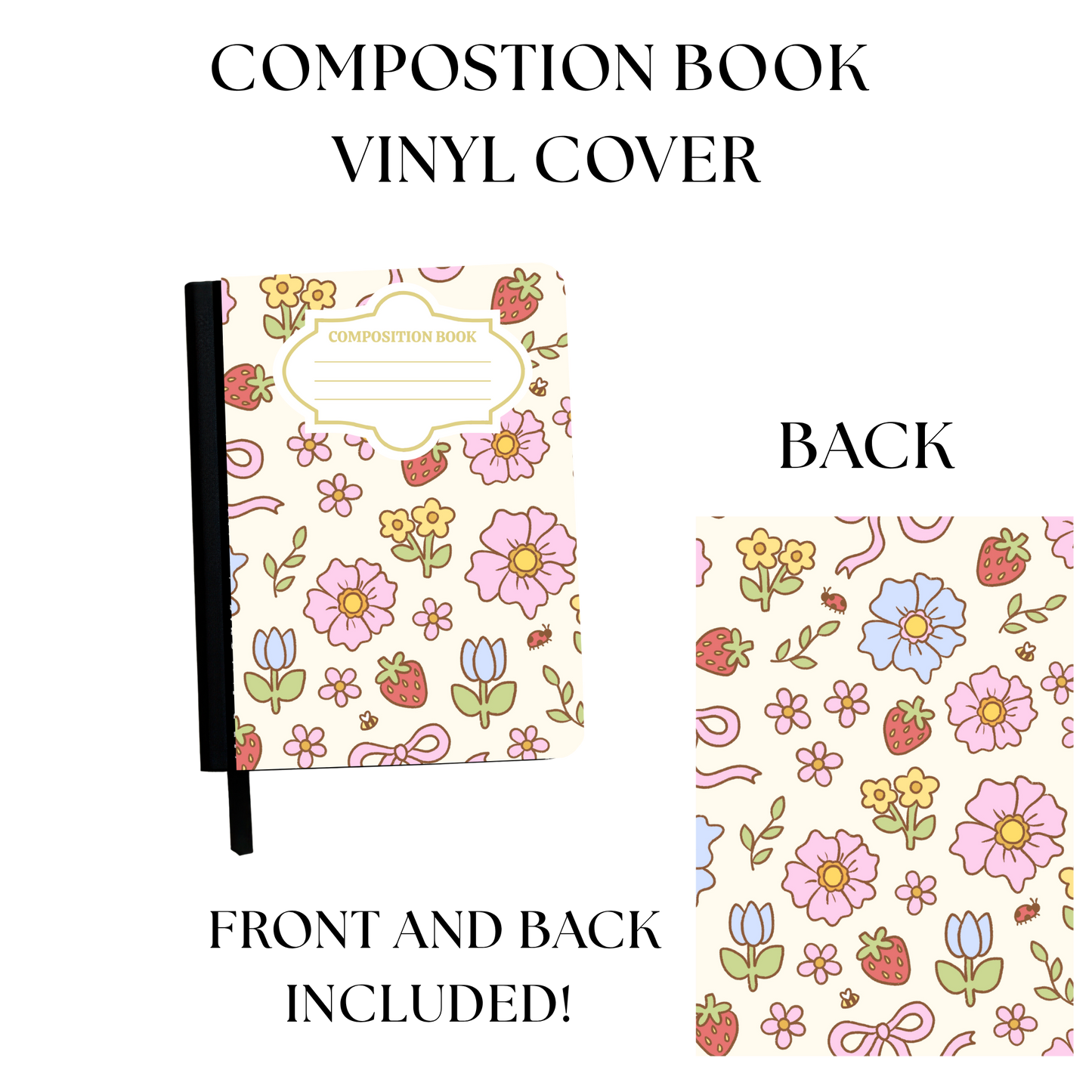 Large Flowers and Strawberries Notebook Cover
