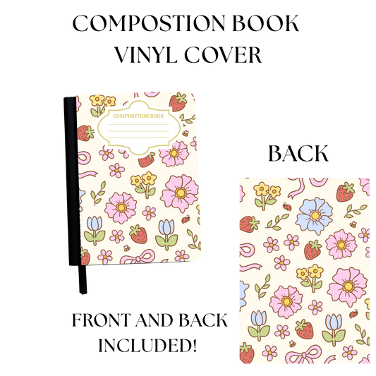 Large Flowers and Strawberries Notebook Cover