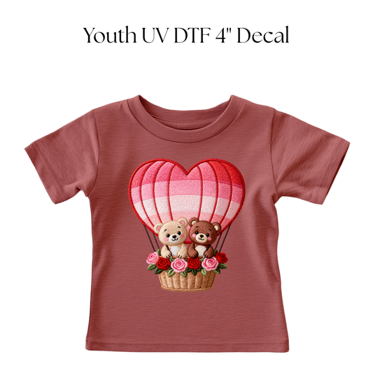 YOUTH Valentine Hot Balloon Bears DTF Transfer