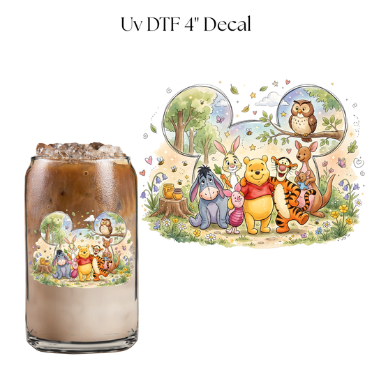 Ear Bear and Friends 4” UV DTF Cup Decal
