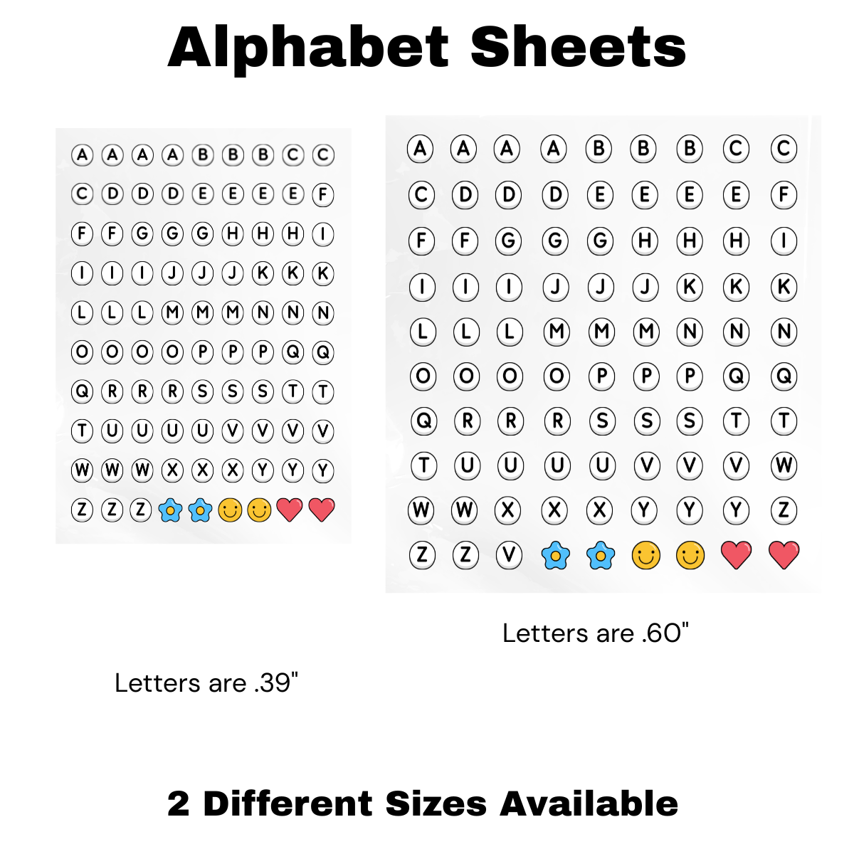 Bracelet Letters Alphabet Sheet UV WRAP (TWO different Sizes)