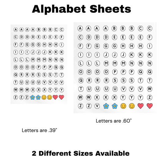 Bracelet Letters Alphabet Sheet UV WRAP (TWO different Sizes)