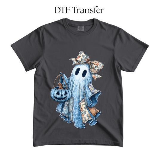 Blue Bow Ghostie DTF Transfer