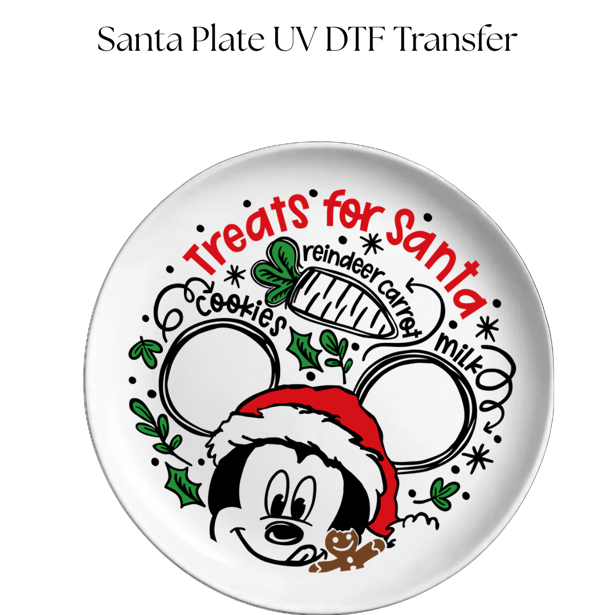 Magical Mouse Round Santa Plate UV DTF