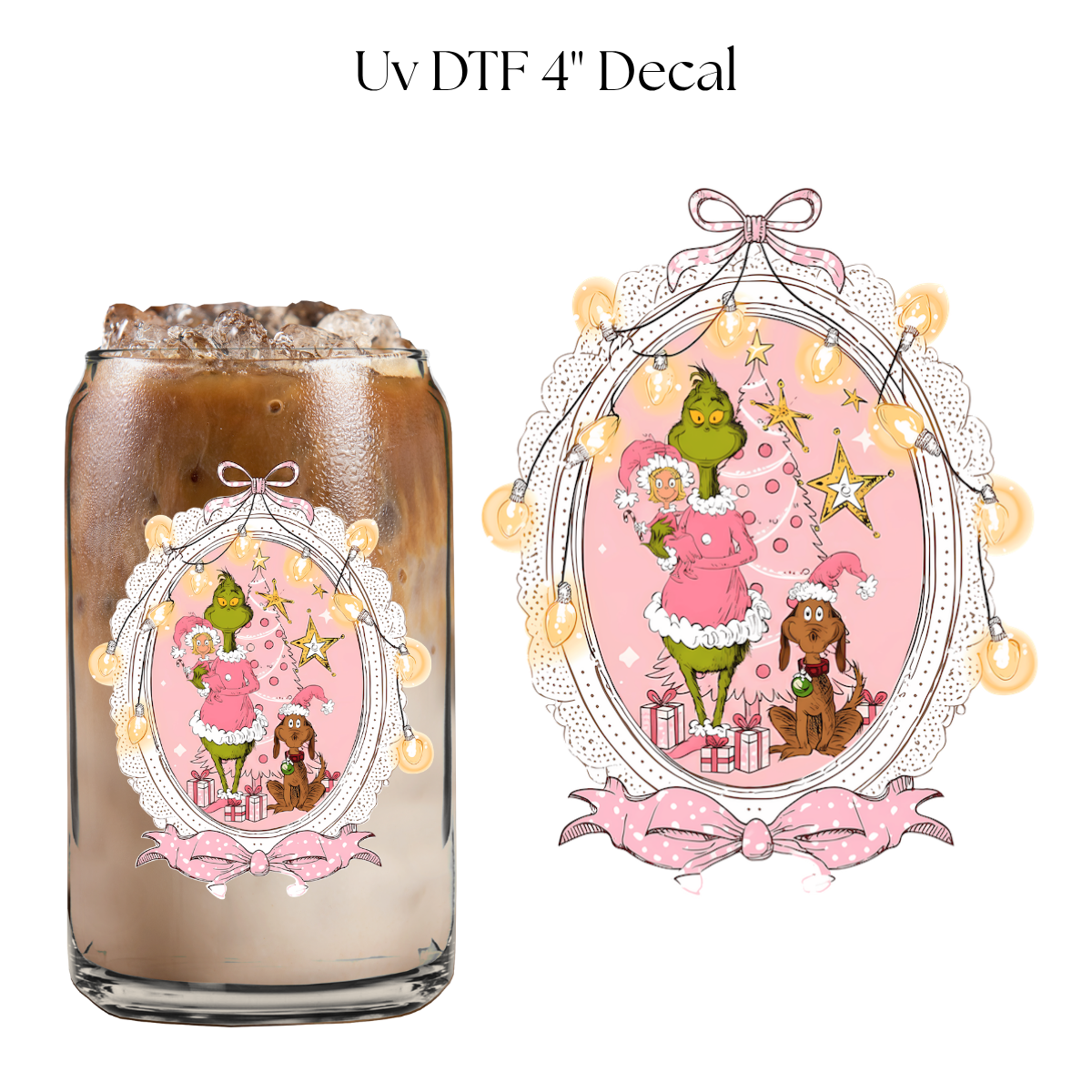 Green Monster Pink Frame 4” UV DTF Decal