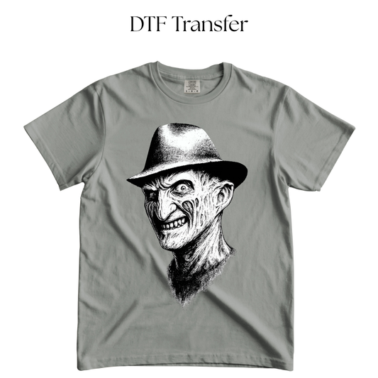 Freddy Nightmare Face Single Color DTF Transfer