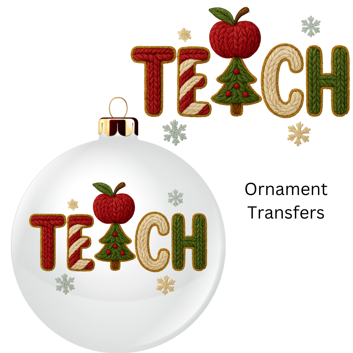 Teach Faux Yarn Ornament UV DTF