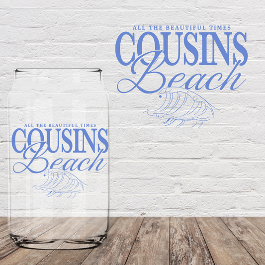 All The Beautiful Cousins Beach Blue 4" UV DTF