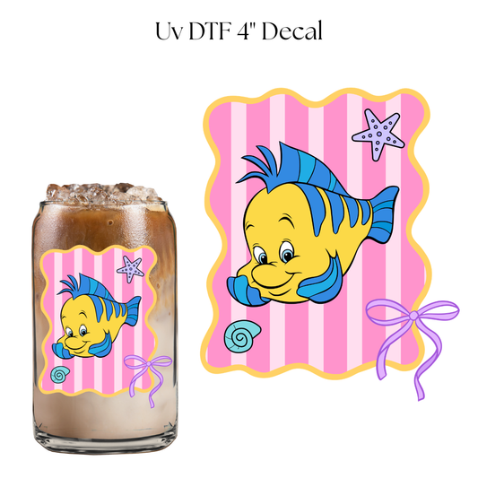Mermaid Fish Pink 4” UV DTF Cup Decal