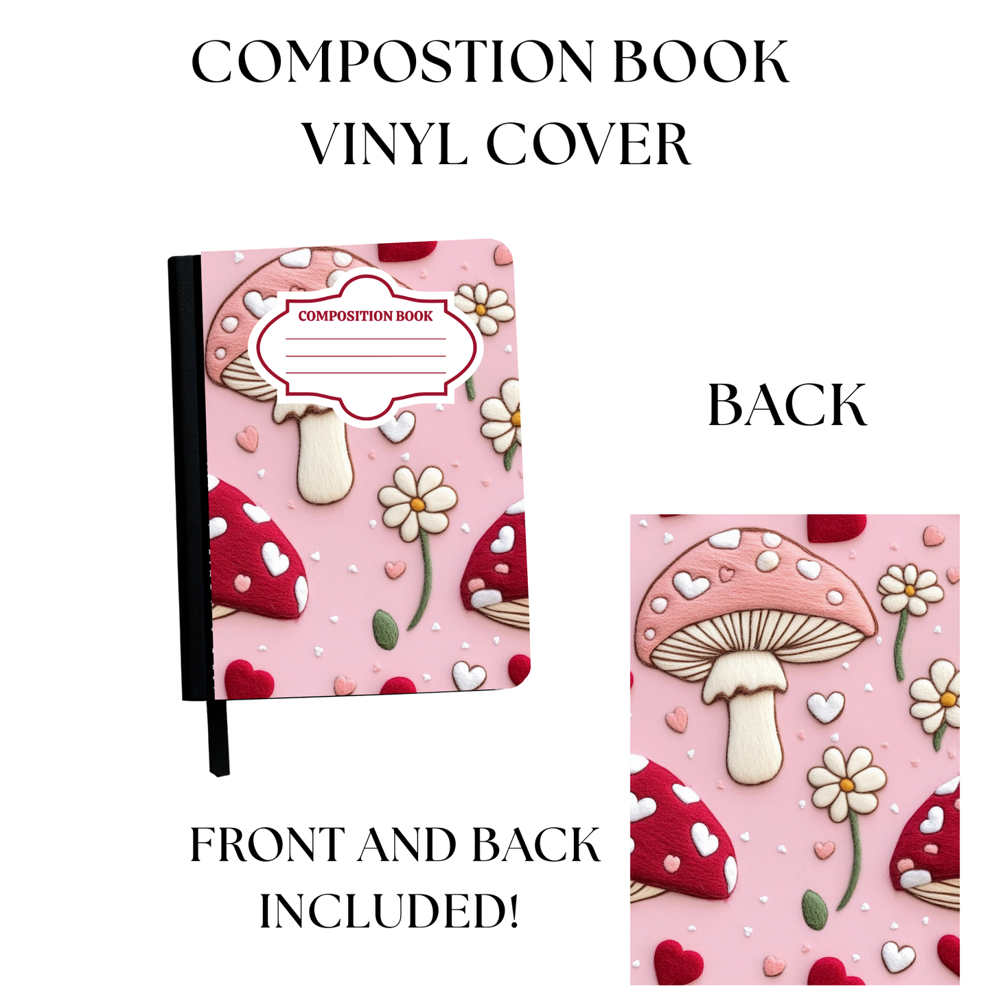 Pink Mushrooms Composition Notebook Vinyl Cover