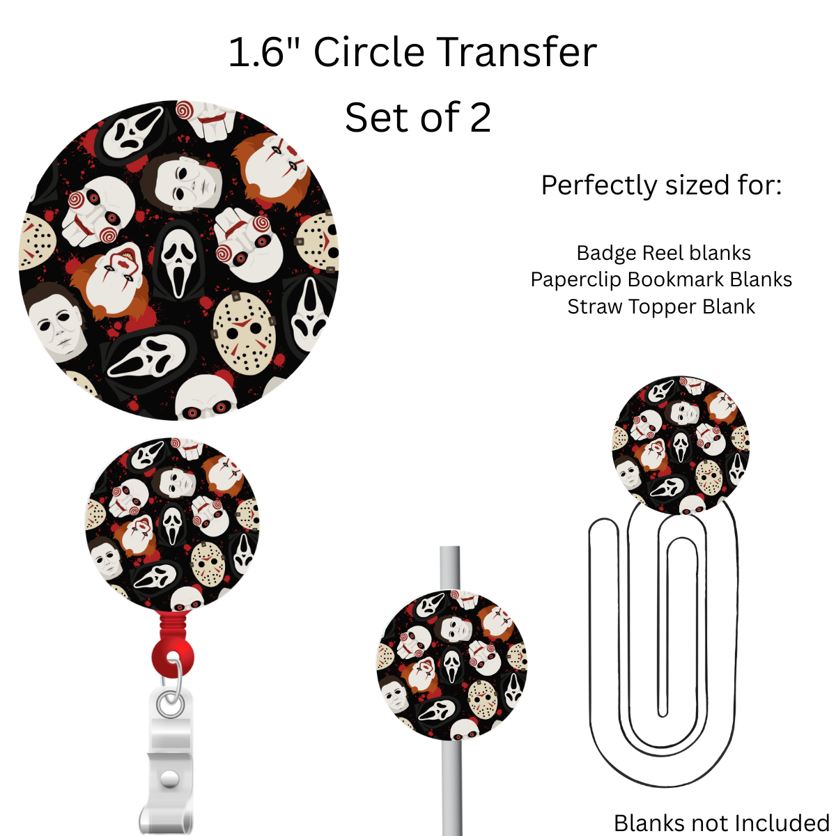 Horror Movie Characters  1.6” UV DTF Transfer Set of 2