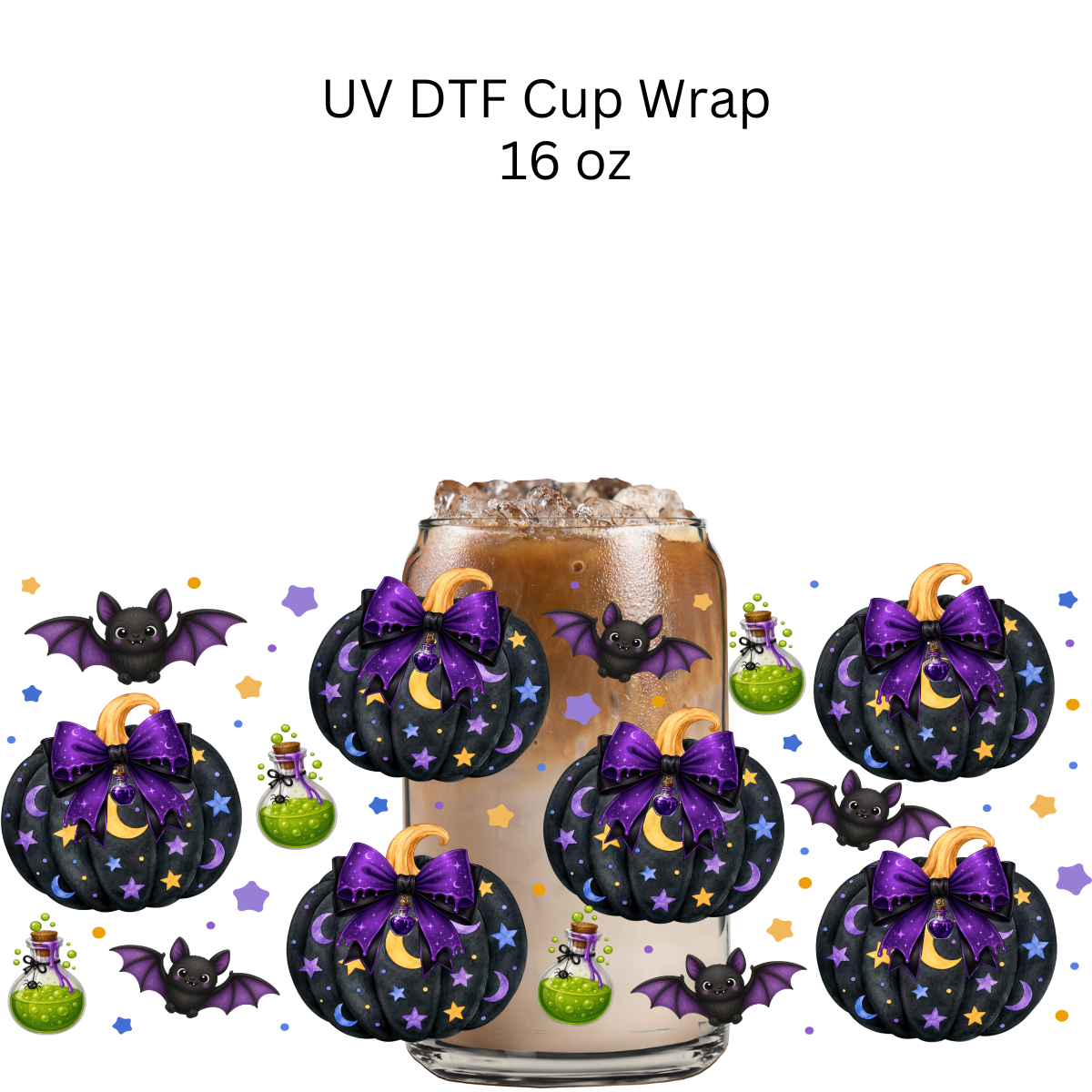 Black Pumpkin Moon UV DTF Cup Wrap