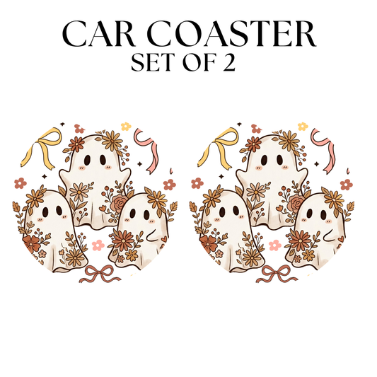 Mauve Floral Ghost UV DTF Car Coaster