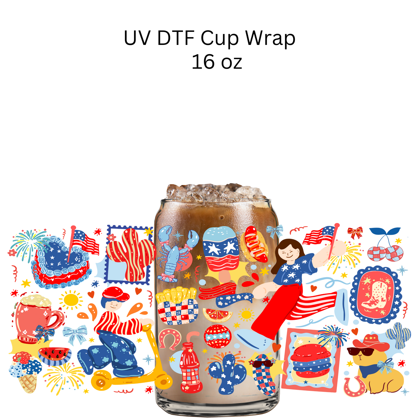 4th of July Boy and Girl UV DTF Cup Wrap