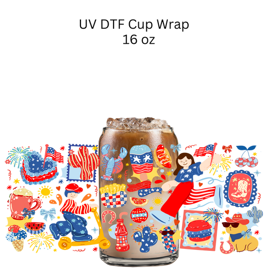 4th of July Boy and Girl UV DTF Cup Wrap