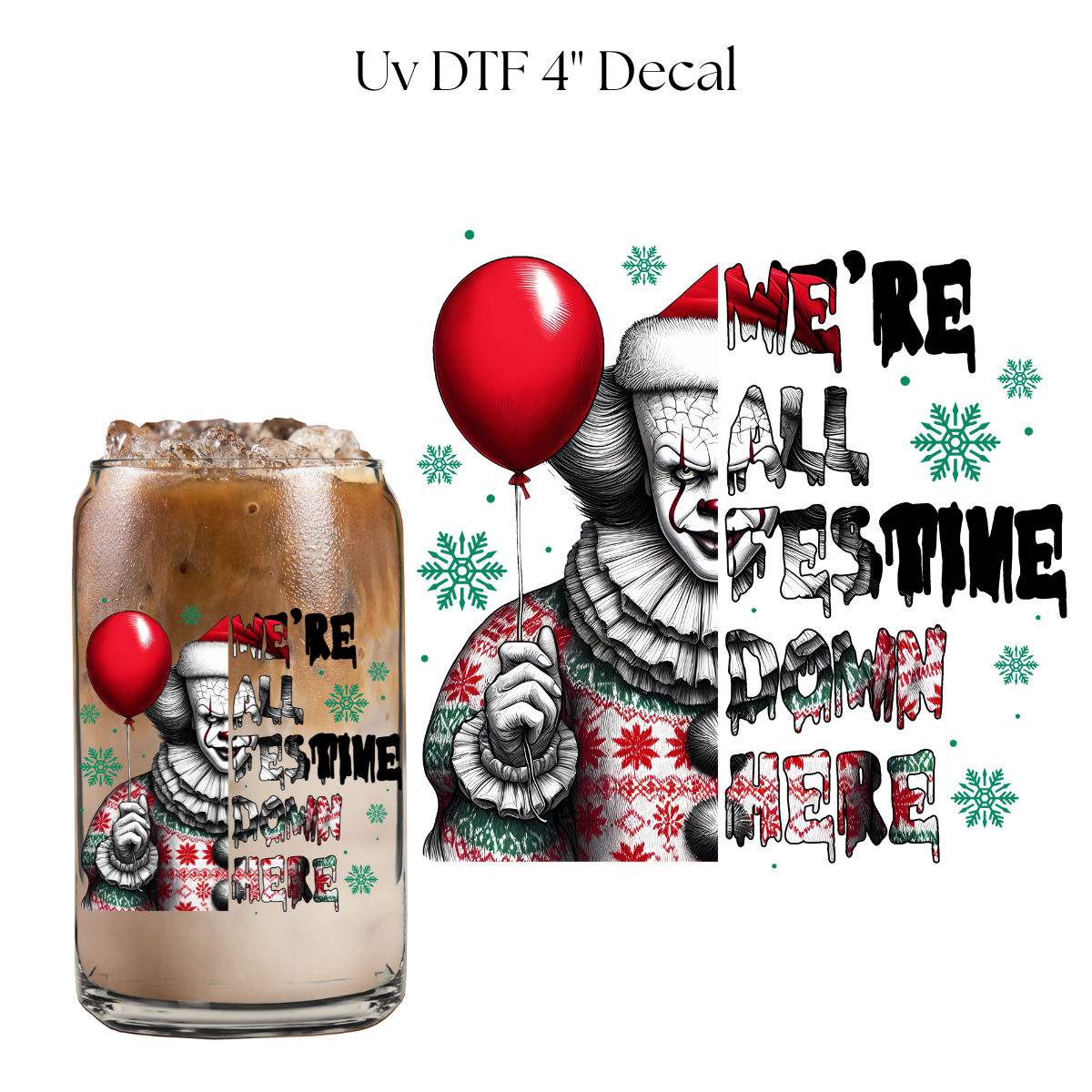 We're All Festive Down Here 4” UV DTF Decal