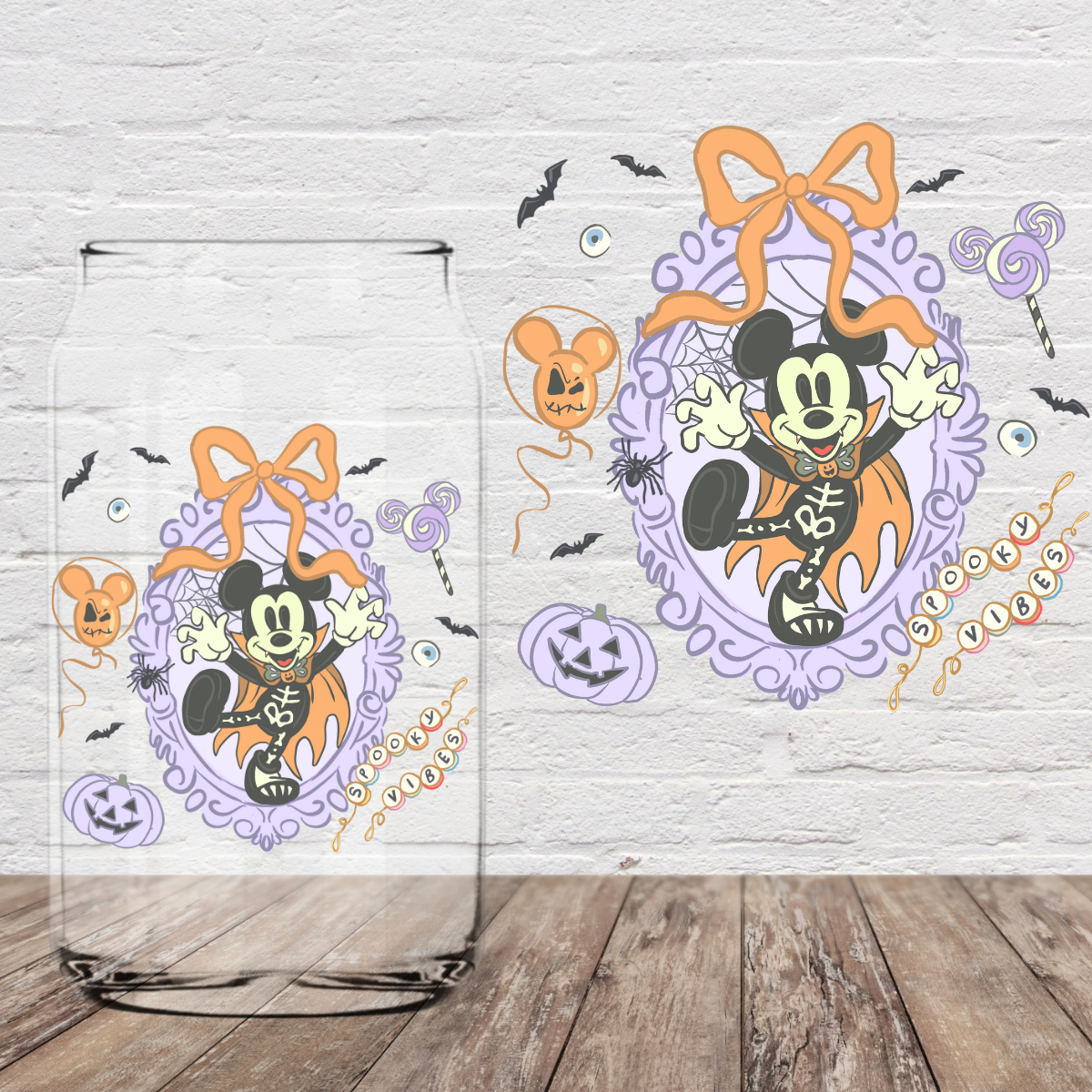Halloween Mouse Purple Frame 4" UV DTF