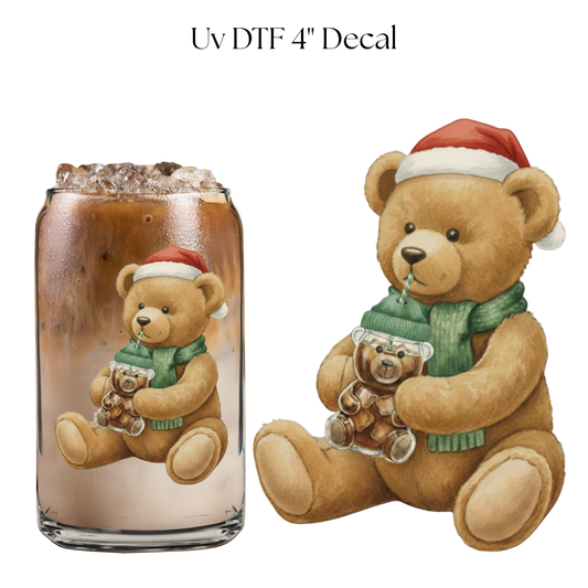 Bear Drinking Coffee 4” UV DTF Decal