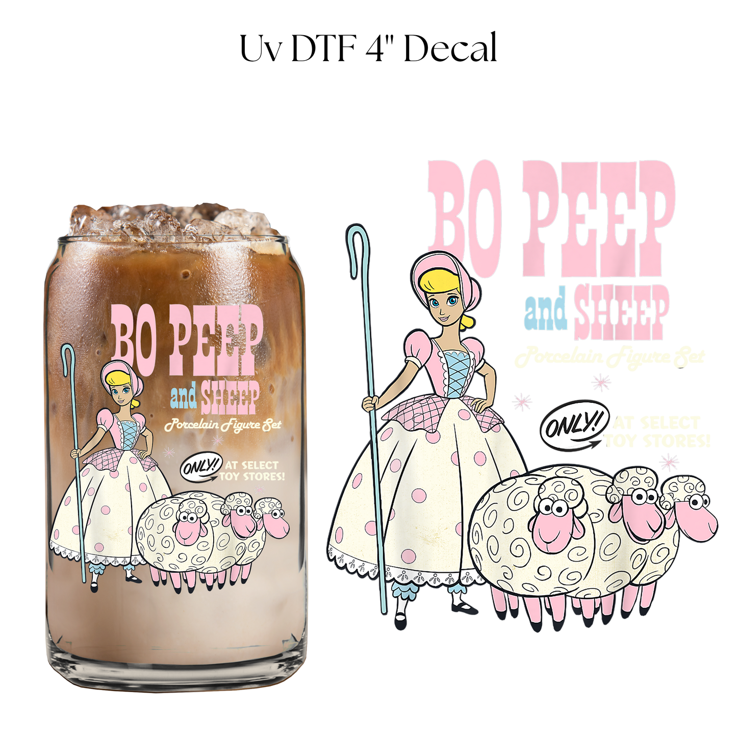 Bo Beep and Sheep 4” UV DTF Cup Decal