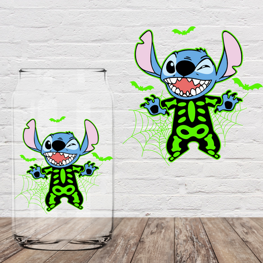 Blue Alien Skeleton 4” UV DTF