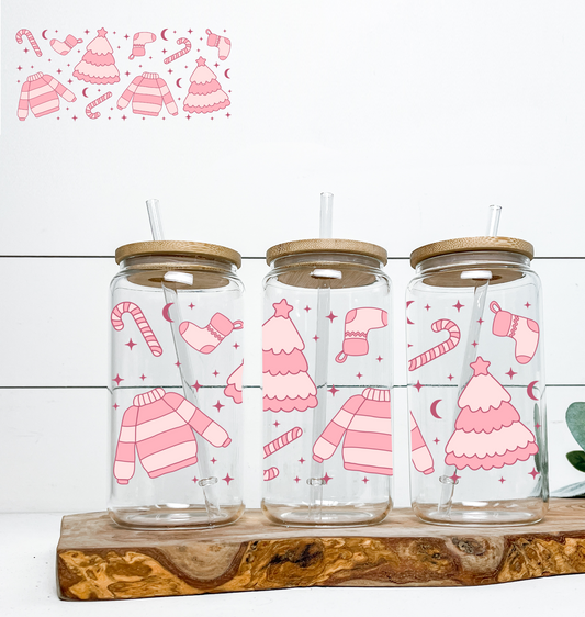 Pink Christmas Comfort UV DTF