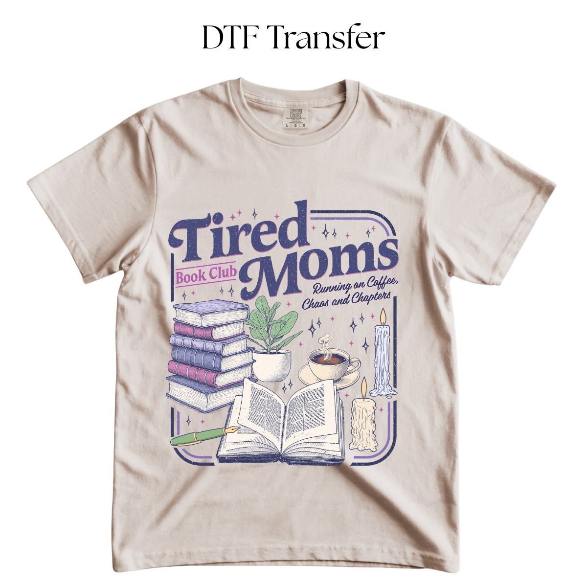 Purple Tired Moms Club DTF Transfer
