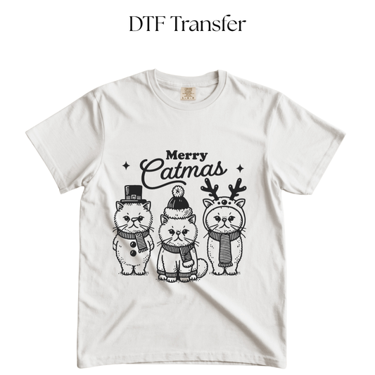 Merry Catmas Single Color DTF Transfer