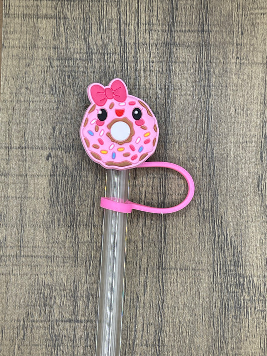 Pink Donut Silicone Straw Topper