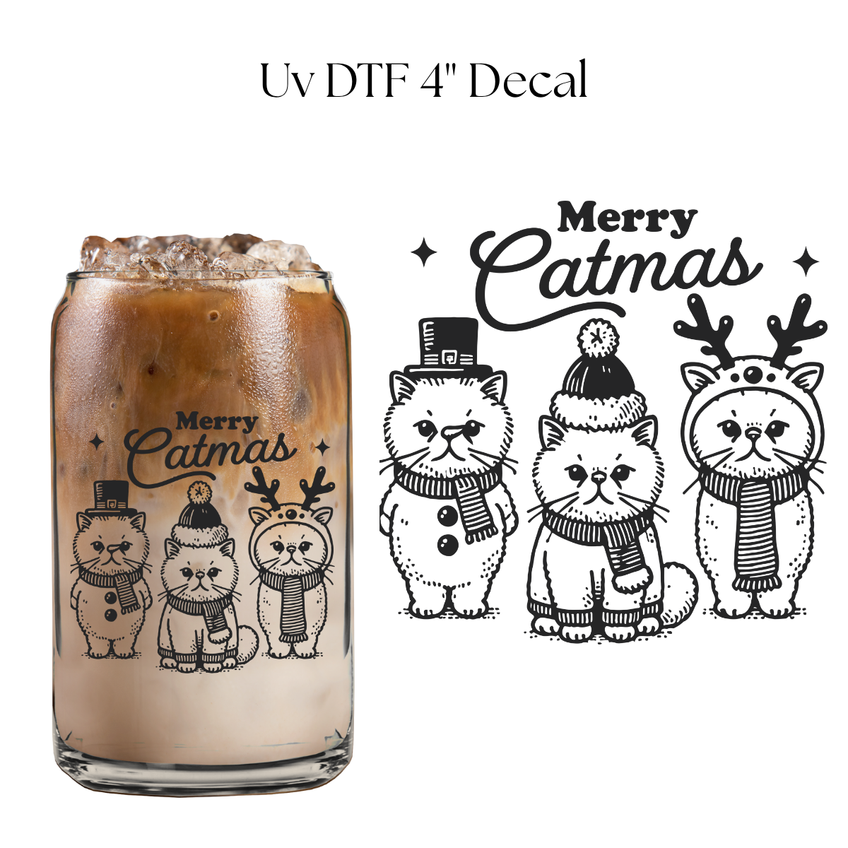 Merry Catmas 4” UV DTF Decal