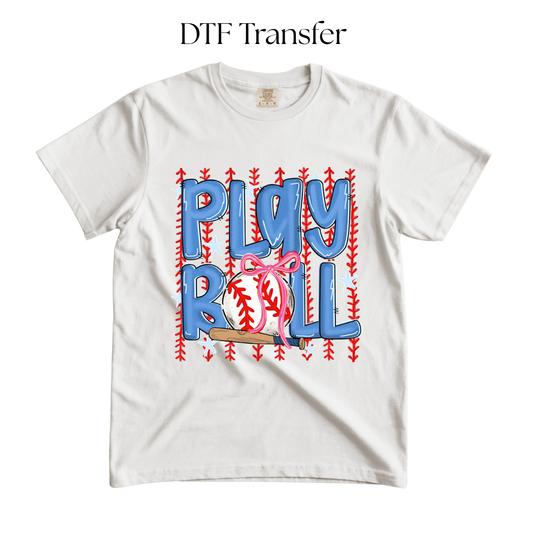 Play Ball Blue Letters DTF Transfers