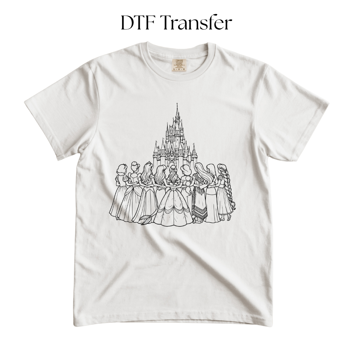 Princess Castle Single Color DTF Transfer