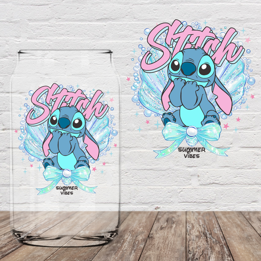 Blue Alien Summer Vibes 4" UV DTF (Print to Order)