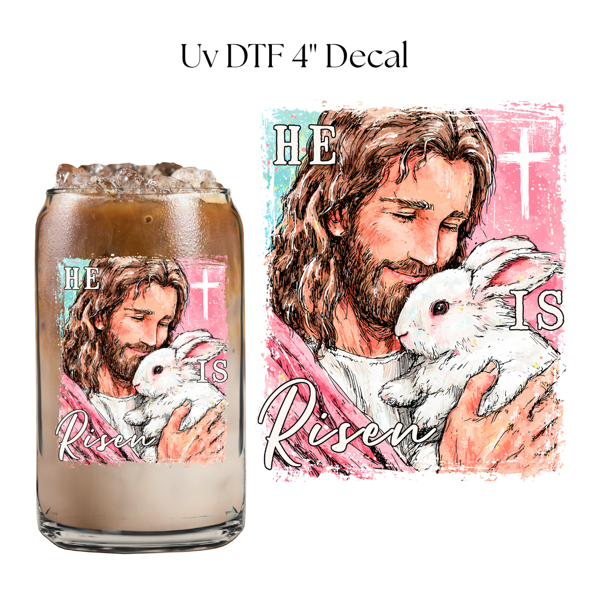 He is Risen Pink 4” UV DTF Decal