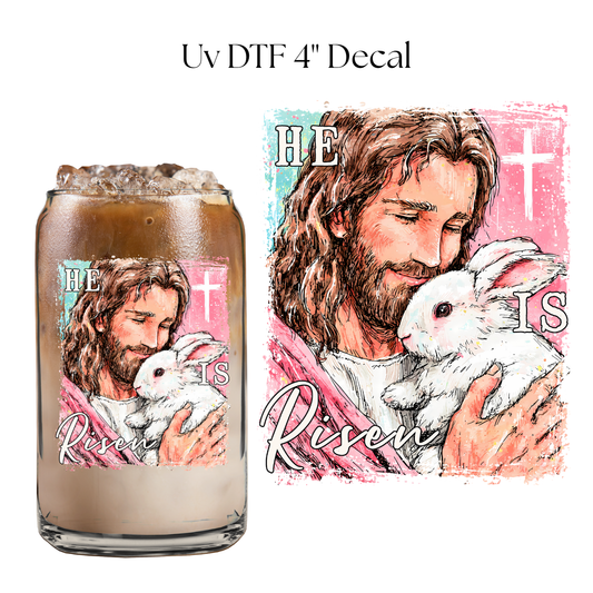 He is Risen Pink 4” UV DTF Decal