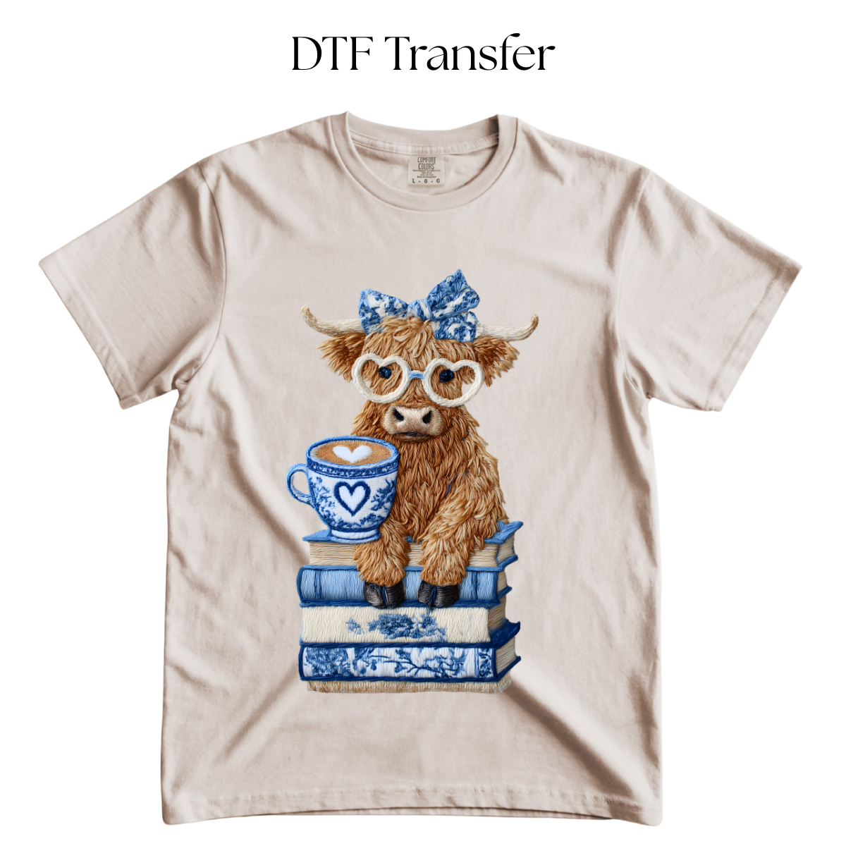 Blue Books and Cow DTF Transfer