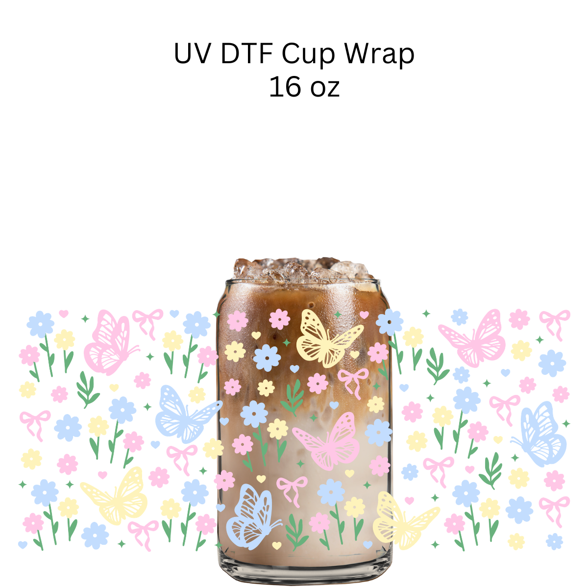 Pastel Butterflies UV DTF Cup Wrap