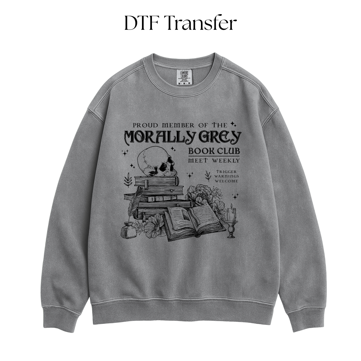 Morally Grey Book Club Single Color DTF Transfer – anthroverse