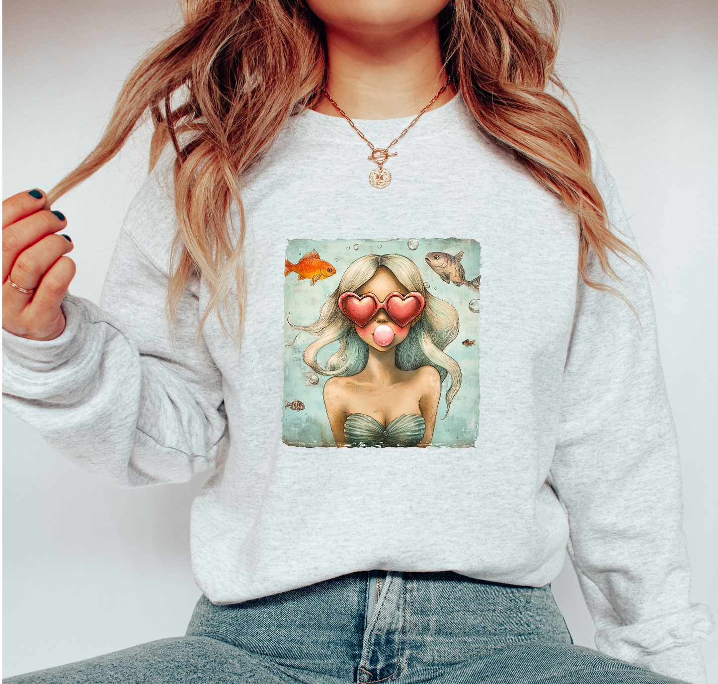 Mermaid Blowing A Bubble DTF TRANSFER